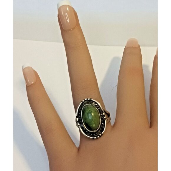 Native American Navajo Vintage Green Turquoise Ring s 6.75 (1384) - Picture 2 of 5